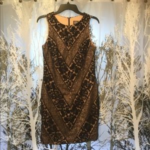 Vince Camuto black and nude lace sequin dress